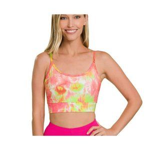 Zenana NEW NEON Tye DYE Padded Athletic Bra‎